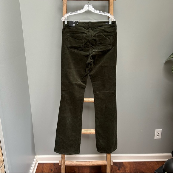 KUT From the Kloth Karen baby bootcut size 10 dark green soft corduroy pant. - Picture 2 of 8